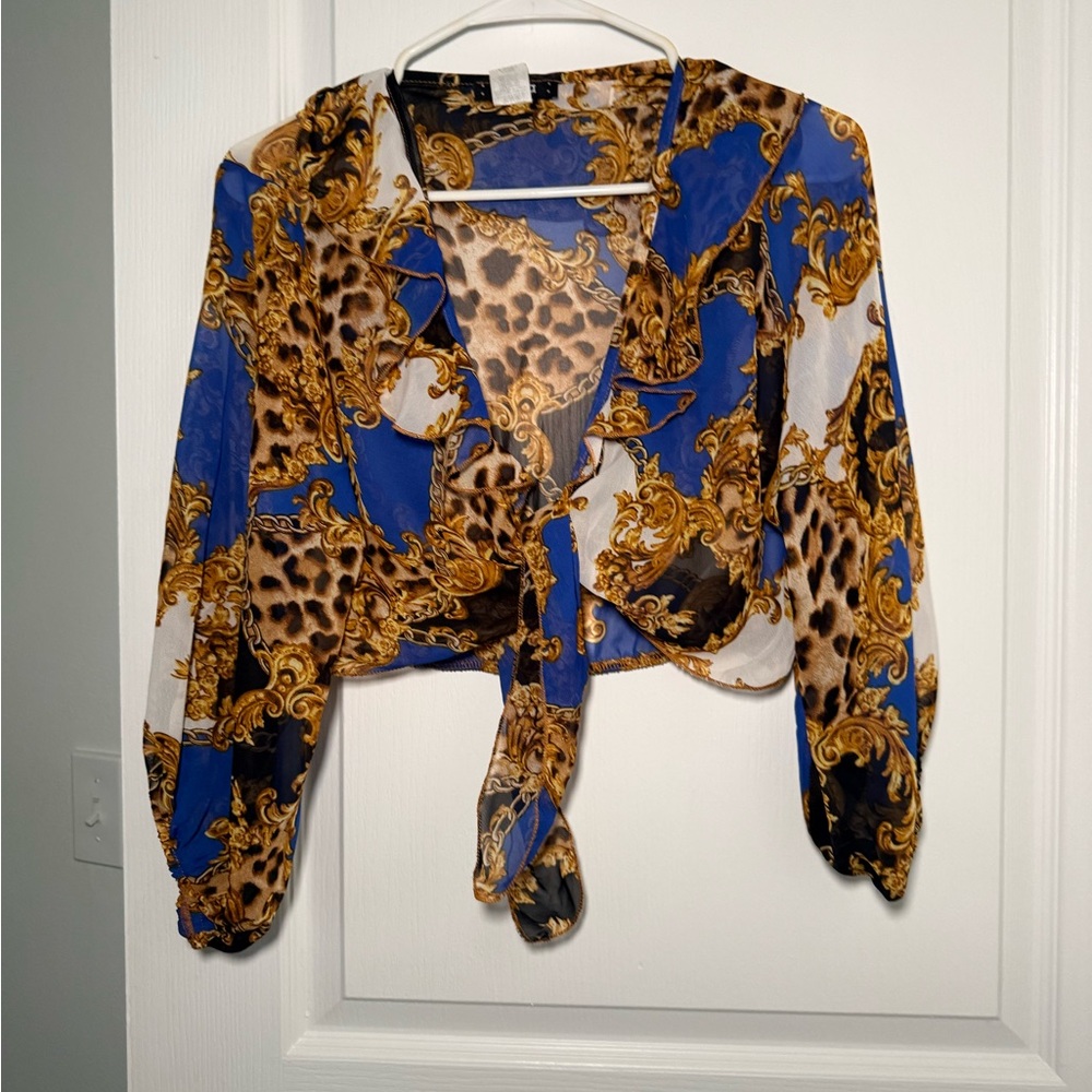 Elegant Blue and Gold Women's Top